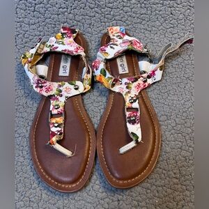 Steve Madden Floral Thong Sandals Womens Size 10 White And Brown